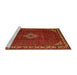 Sideview of Machine Washable Traditional Mahogany Brown Rug, wshtr1391