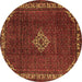 Round Machine Washable Persian Brown Traditional Rug, wshtr1391brn