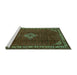 Sideview of Machine Washable Persian Turquoise Traditional Area Rugs, wshtr1391turq