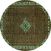 Round Persian Turquoise Traditional Rug, tr1391turq