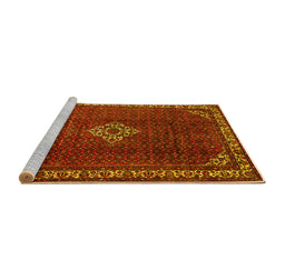 Sideview of Machine Washable Persian Yellow Traditional Rug, wshtr1391yw