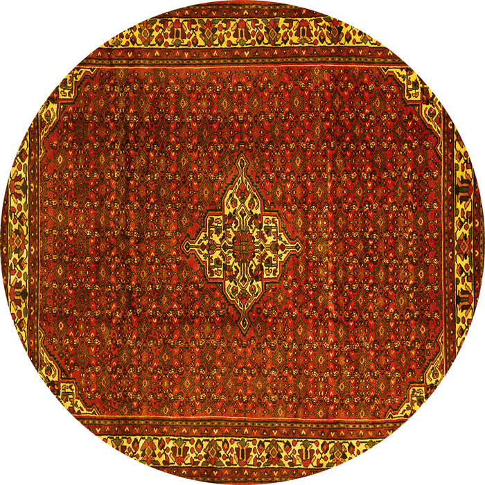 Round Machine Washable Persian Yellow Traditional Rug, wshtr1391yw