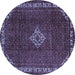 Round Machine Washable Persian Blue Traditional Rug, wshtr1391blu