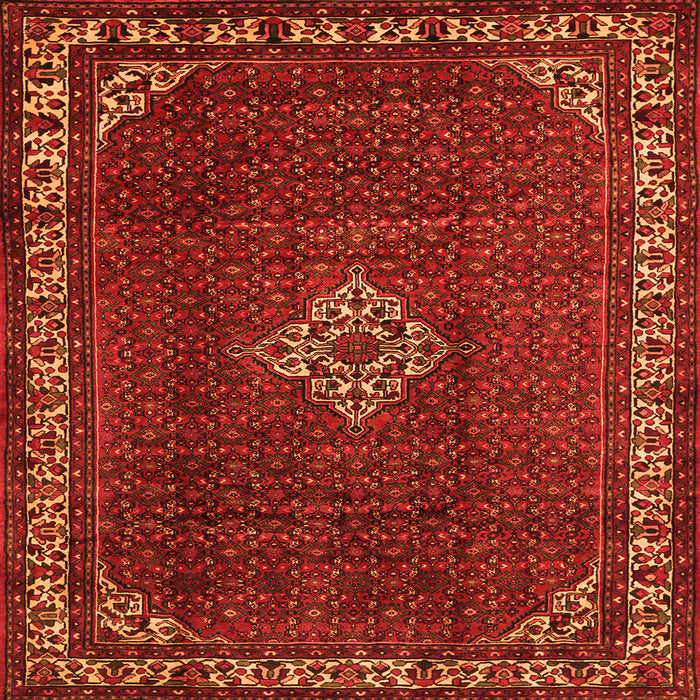 Round Machine Washable Persian Orange Traditional Area Rugs, wshtr1391org