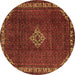 Round Persian Brown Traditional Rug, tr1391brn
