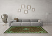 Machine Washable Persian Turquoise Traditional Area Rugs in a Living Room,, wshtr1391turq