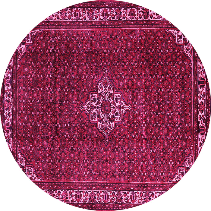 Round Machine Washable Persian Pink Traditional Rug, wshtr1391pnk