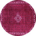 Round Machine Washable Persian Pink Traditional Rug, wshtr1391pnk