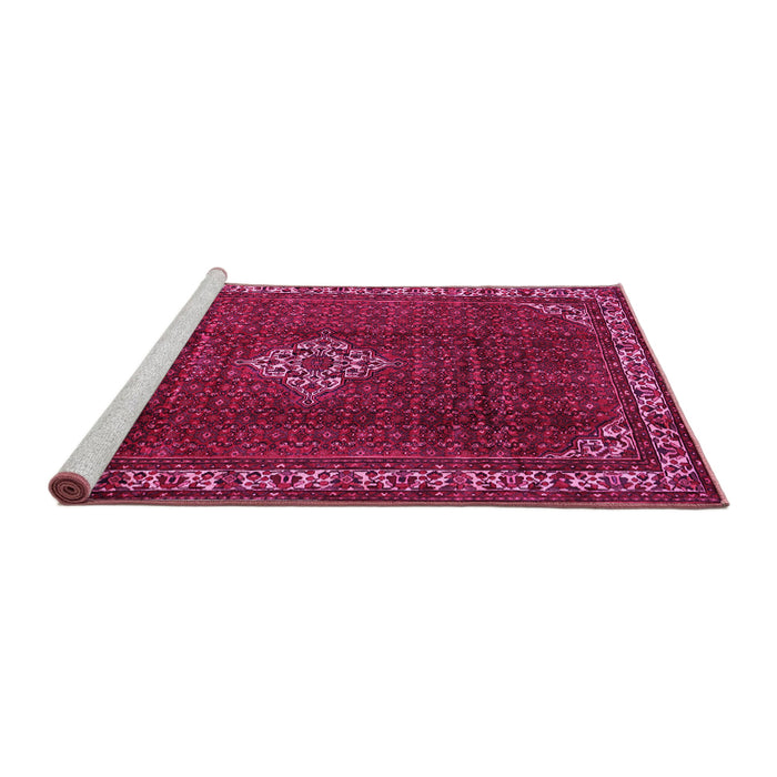 Sideview of Machine Washable Persian Pink Traditional Rug, wshtr1391pnk