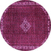 Round Machine Washable Persian Purple Traditional Area Rugs, wshtr1391pur