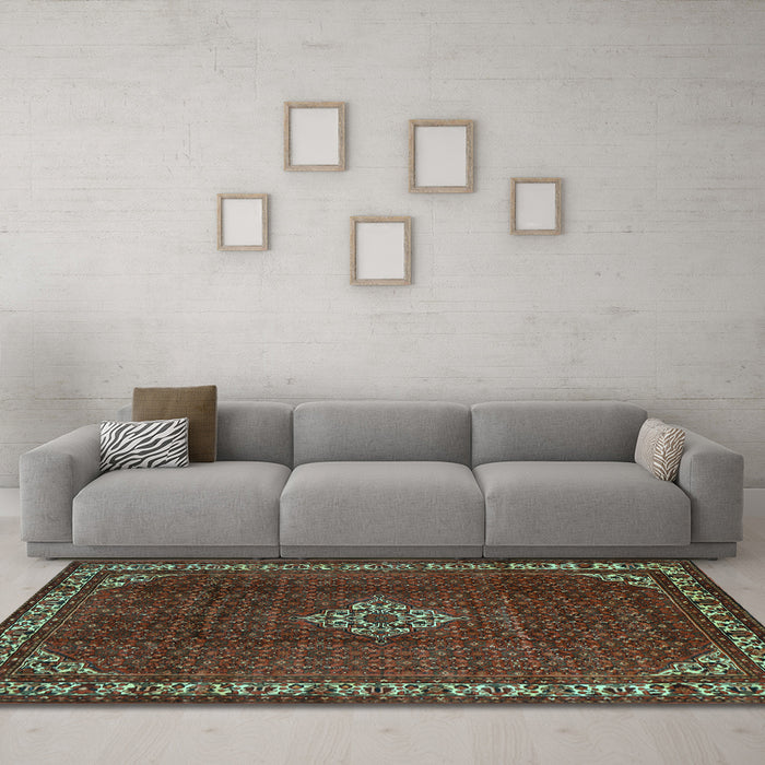 Machine Washable Persian Light Blue Traditional Rug in a Living Room, wshtr1391lblu