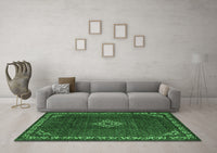 Machine Washable Persian Emerald Green Traditional Rug, wshtr1391emgrn