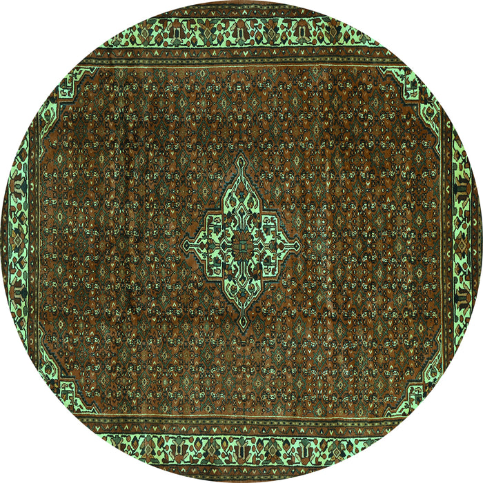 Round Machine Washable Persian Turquoise Traditional Area Rugs, wshtr1391turq