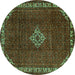 Round Machine Washable Persian Turquoise Traditional Area Rugs, wshtr1391turq