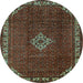 Round Persian Light Blue Traditional Rug, tr1391lblu