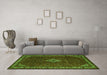 Machine Washable Persian Green Traditional Area Rugs in a Living Room,, wshtr1391grn