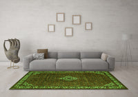 Machine Washable Persian Green Traditional Rug, wshtr1391grn