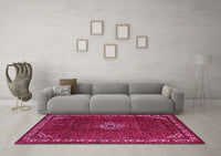 Machine Washable Persian Pink Traditional Rug, wshtr1391pnk