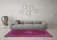 Machine Washable Persian Purple Traditional Rug, wshtr1391pur