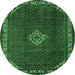 Round Persian Emerald Green Traditional Rug, tr1391emgrn