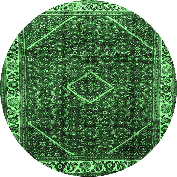 Round Persian Emerald Green Traditional Rug, tr1392emgrn