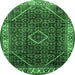 Round Persian Emerald Green Traditional Rug, tr1392emgrn