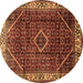 Round Machine Washable Persian Brown Traditional Rug, wshtr1392brn