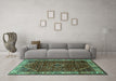 Machine Washable Persian Turquoise Traditional Area Rugs in a Living Room,, wshtr1392turq