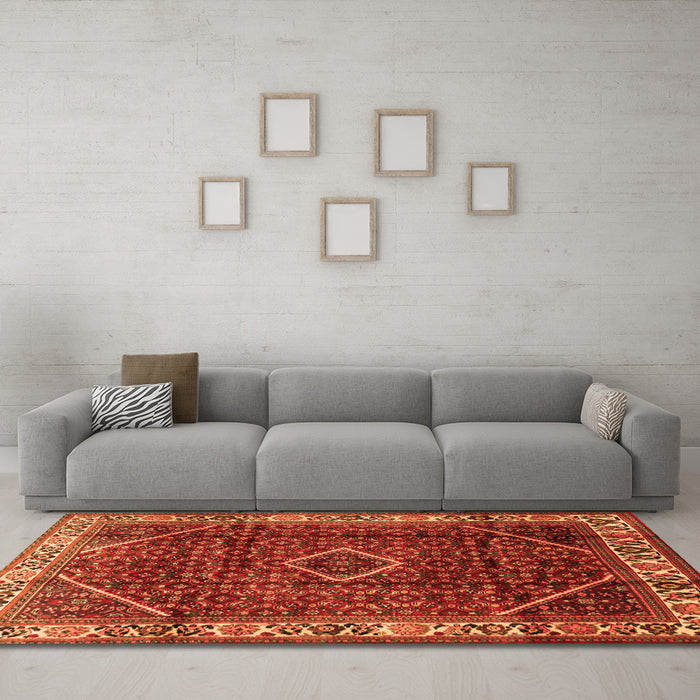 Machine Washable Persian Orange Traditional Area Rugs in a Living Room, wshtr1392org