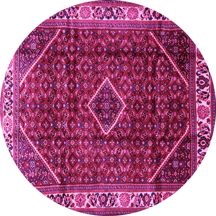 Round Machine Washable Persian Pink Traditional Rug, wshtr1392pnk