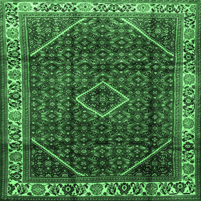 Square Persian Emerald Green Traditional Rug, tr1392emgrn