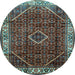 Round Persian Light Blue Traditional Rug, tr1392lblu