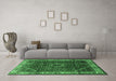 Machine Washable Persian Emerald Green Traditional Area Rugs in a Living Room,, wshtr1392emgrn