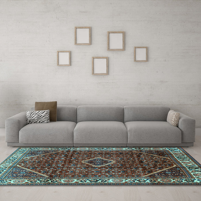 Machine Washable Persian Light Blue Traditional Rug in a Living Room, wshtr1392lblu