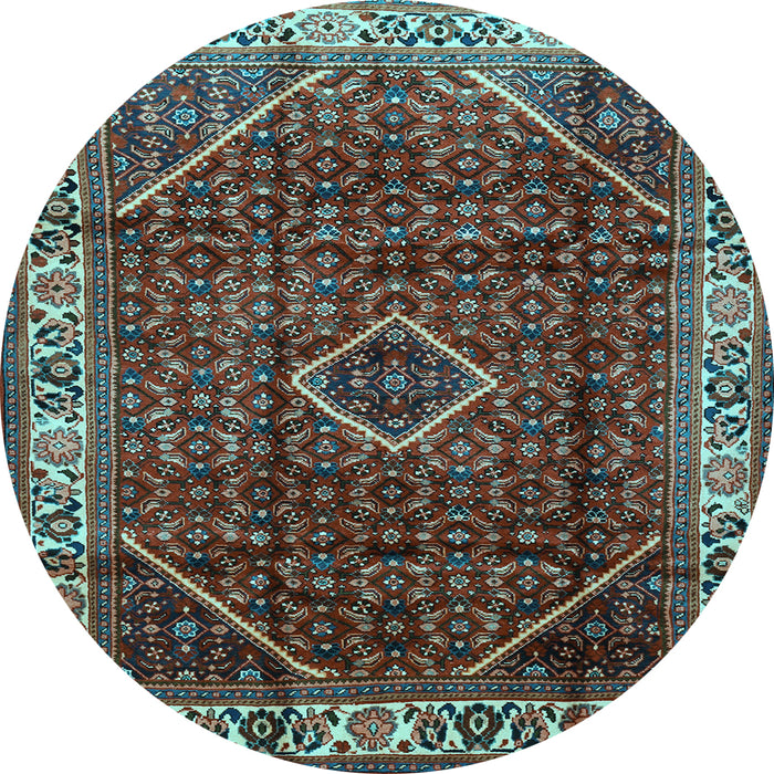 Round Machine Washable Persian Light Blue Traditional Rug, wshtr1392lblu