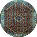 Round Machine Washable Persian Light Blue Traditional Rug, wshtr1392lblu