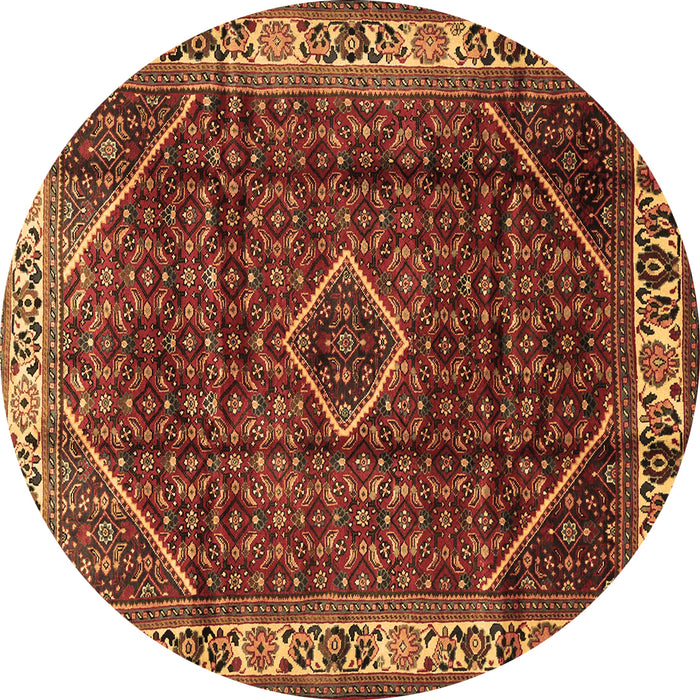 Round Persian Brown Traditional Rug, tr1392brn