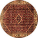 Round Persian Brown Traditional Rug, tr1392brn