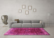 Machine Washable Persian Pink Traditional Rug in a Living Room, wshtr1392pnk