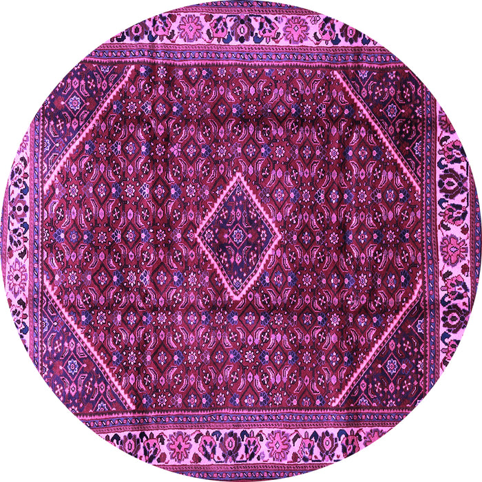 Round Machine Washable Persian Purple Traditional Area Rugs, wshtr1392pur