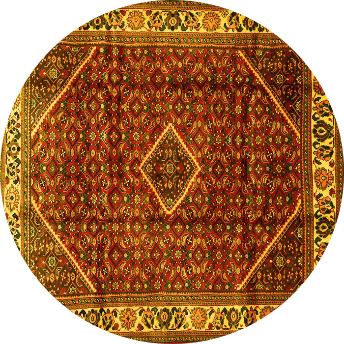Round Persian Yellow Traditional Rug, tr1392yw