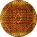 Round Persian Yellow Traditional Rug, tr1392yw