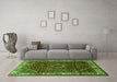 Machine Washable Persian Green Traditional Area Rugs in a Living Room,, wshtr1392grn