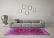 Machine Washable Persian Purple Traditional Area Rugs in a Living Room, wshtr1392pur