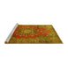 Sideview of Machine Washable Persian Yellow Traditional Rug, wshtr1393yw