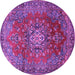 Round Machine Washable Persian Purple Traditional Area Rugs, wshtr1393pur