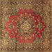 Square Machine Washable Persian Brown Traditional Rug, wshtr1393brn