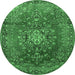 Round Persian Emerald Green Traditional Rug, tr1393emgrn