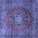 Square Machine Washable Persian Blue Traditional Rug, wshtr1393blu