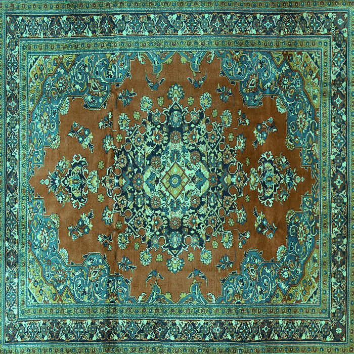 Square Persian Turquoise Traditional Rug, tr1393turq